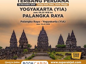 Asyik! Super Air Jet Buka Penerbangan Langsung Jogja-Palangkaraya