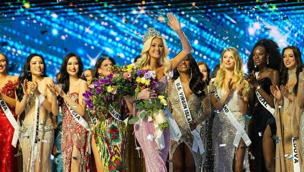 Victoria Kjaer Theilvig, perempuan berusia 21 tahun asal Denmark berhasil mengenakan mahkota Miss Universe. (Instagram @missuniverse)