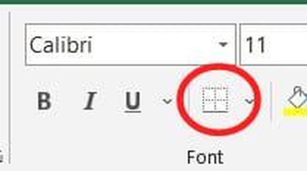 Borders di Microdoft Excel.