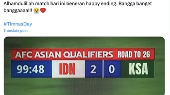 Memang luar biasa Indonesia bisa menaklukkan Arab Saudi. Foto: X.com