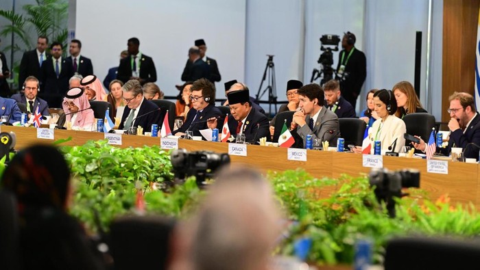 Prabowo saat memberikan pernyataan di sesi pertama KTT G20 Brasil.