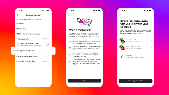 Fitur baru Instagram untuk reset konten rekomendasi