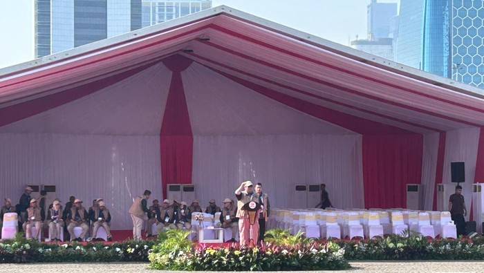 Ketua Bawaslu saat apel di Monas (Anggi/detikcom)