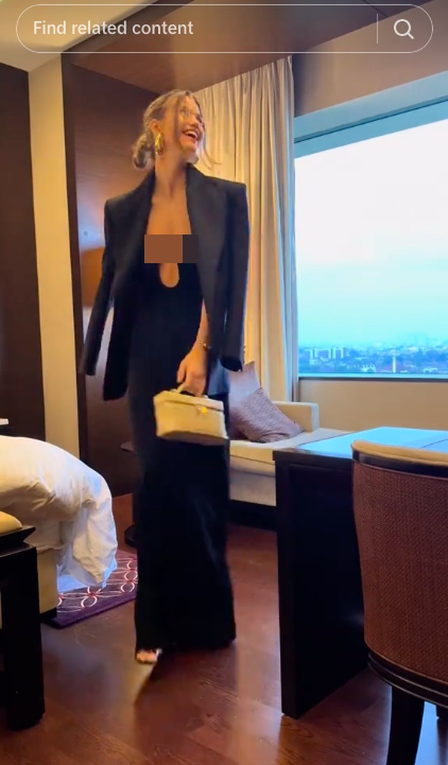 Setelahnya wanita asal Belanda tersebut tampak berganti busana dengan yang lebih glamour. Tampaknya, Luna menghabiskan waktu dengan Marteen Paes. Foto: TikTok Luna Bilj