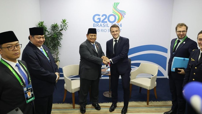 Prabowo bertemu Presiden Prancis Emmanuel Macron di sela KTT G20.