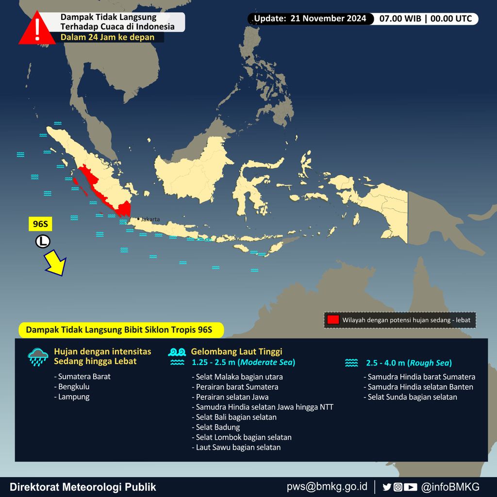 Cuaca di Indonesia Kamis (21/11/2024). (Dok: BMKG)