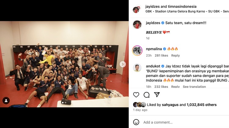 Instagram pemain Timnas Instagram pemain Timnas