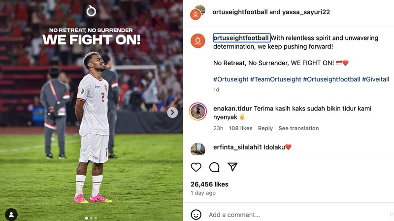 Instagram pemain Timnas