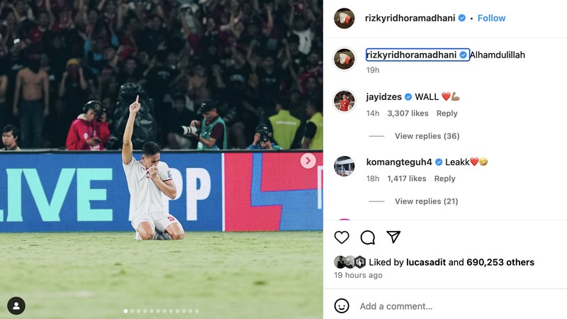 Instagram pemain Timnas