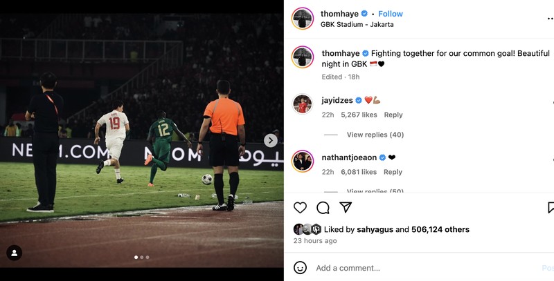 Instagram pemain Timnas