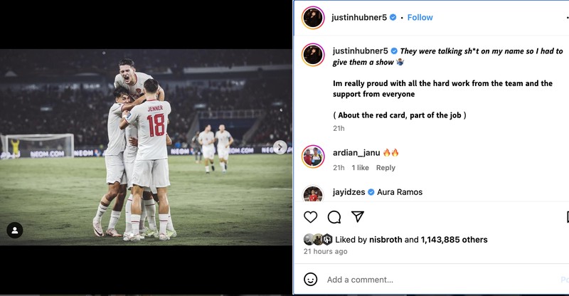 Instagram pemain Timnas