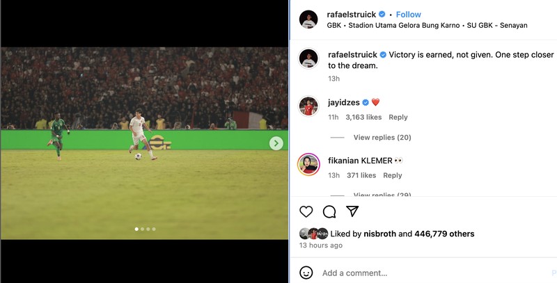 Instagram pemain Timnas