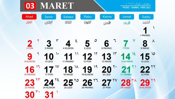 Kalender Hijriah 2025 jadwal Ramadan dan Idul Fitri 1446 Hijriah.