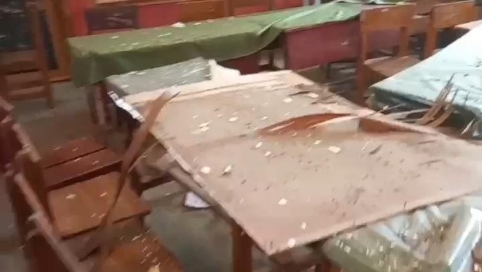 Kerusakan di salah satu ruang kelas SD di Cianjur akibat gempa