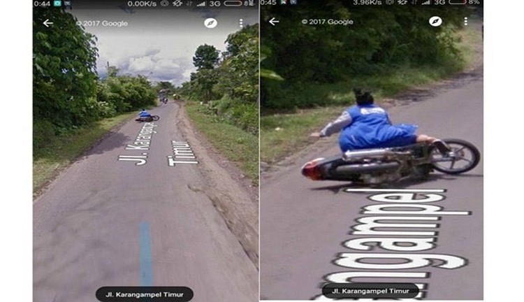 Kejadian random bisa terjadi kapan saja. Sialnya, momen mereka terabadikan di Google Street View. Ya, mau gimana lagi.