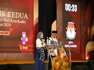 Vinanda-Gus Qowim Tampil Elegan di Debat Kedua Pilwali Kediri