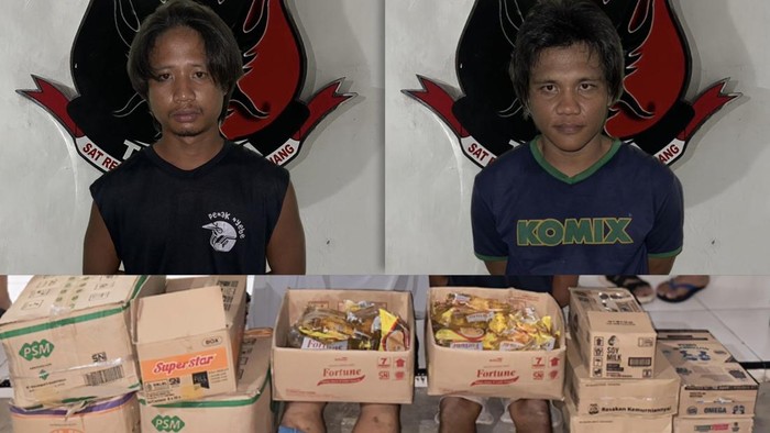 Tampang kedua pelaku pencurian yang kecanduan judol dan sabu.