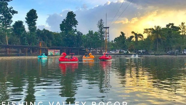Bebek gowes di danau area Fishing Valley Bogor.