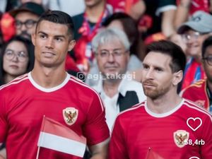 Begini Jadinya Kalau Cristiano Ronaldo dan Messi Nonton Timnas
