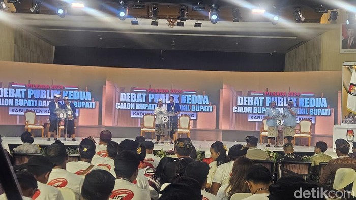 Debat ketiga Pilbup Klungkung digelar di Denpasar, Jumat (23/11/2024) malam. (FotoL Putu Krista/detikBali)
