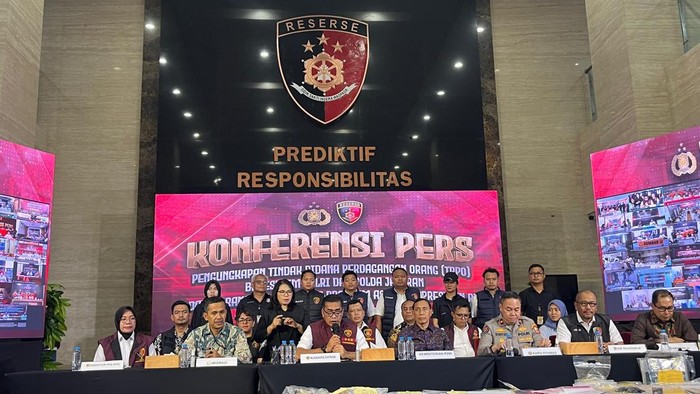 Konferensi pers kasus TPPO di Bareskrim Polri (Rumondang/detikcom)
