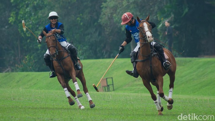 Atlet Indonesia berlatih bermain polo di Nusantara Polo Club, Cibinong, Kabupaten Bogor.