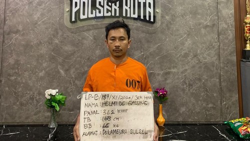 Pengangguran asal Sulawesi, Helmi Gassing (37), diciduk polisi di Jalan Werkudara, Kelurahan Legian, Kecamatan Kuta, Badung, karena curi uang teman. (Dok. Polsek Kuta)