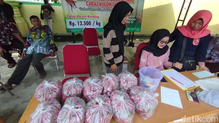Suasana aksi gerakan membeli cabai oleh PNS di Kantor DPP Kulon Progo, Jumat (22/11/2024).