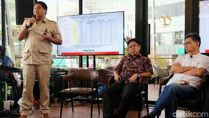 Survei Indikator Politik Indonesia merilis hasil survei elektabilitas cagub dan cawagub Pilkada Jakarta 2024. Hasilnya, Pramono-Rano lebih unggul dibanding dua paslon lainnya.