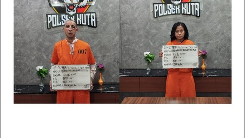 Sejoli Aljazair dan Indonesia, Salim Alem (37) dan Winona Aluliafebe Suryawijaya (28), ditangkap seusai mencopet HP pengunjung di bar Kelurahan Seminyak, Kecamatan Kuta, Badung. (Dok. Polresta Denpasar)