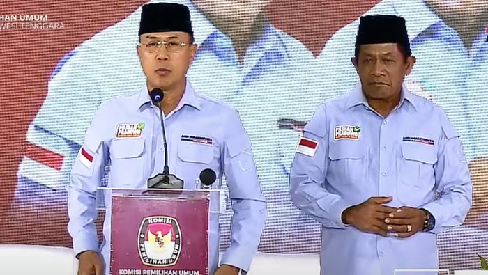 Paslon 2  Andi Sumangerukka-Hugua (ASR-Hugua) saat debat ketiga Pilgub Sultra. Dokumen Istimewa