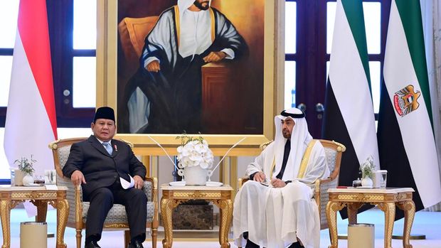 Presiden Prabowo dan Presiden MBZ di Istana Qasr Al Watn, Abu Dhabi.