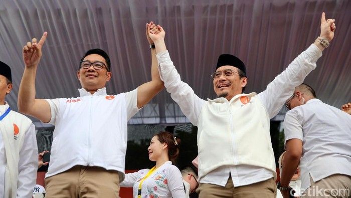 Cagub dan cawagub Jakarta Ridwan Kamil-Suswono menggelar kampanye akbar di Lapangan Banteng, Jakarta Pusat, Sabtu (23/11/2024). Kampanye ini bertajuk Satu1n Jakarta.