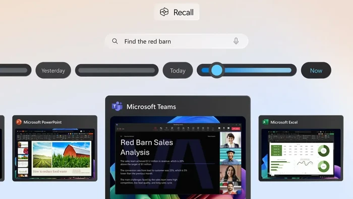 Tampilan fitur Recall yang mulai dirilis Microsoft untuk Copilot+ PC