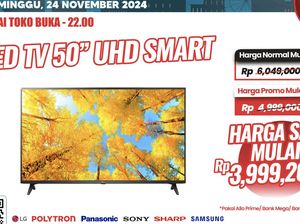 Banting Harga! TV LED 50-65 Inch di Transmart Full Day Sale Hemat Rp 3,9 Jutaan