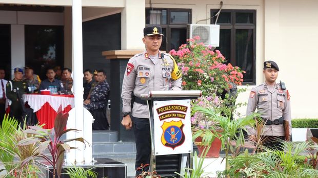 Apel gabungan 1.356 personel TNI-Polri untuk mengamankan Pilkada Bontang 2024. Dokumen Istimewa