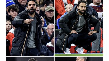 Amorim penuh emosi saat semalam memimpin MU. Foto: X.com