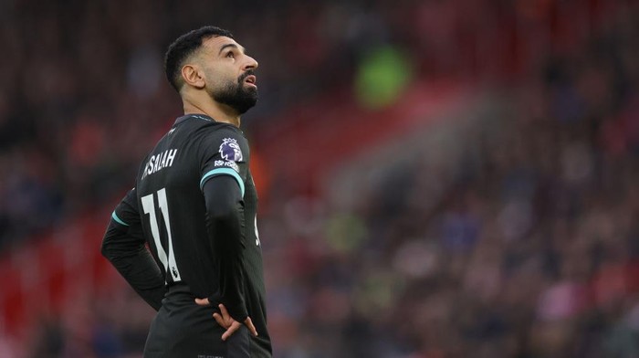 SOUTHAMPTON, ENGLAND - NOVEMBER 24: Mohamed Salah of Liverpool  during the Premier League match between Southampton FC and Liverpool FC at St Marys Stadium on November 24, 2024 in Southampton, England. (Photo by Catherine Ivill - AMA/Getty Images)