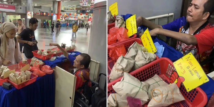 Pria Penyandang Disabilitas Gigih Jualan Nasi Lemak Pakai Kursi Roda