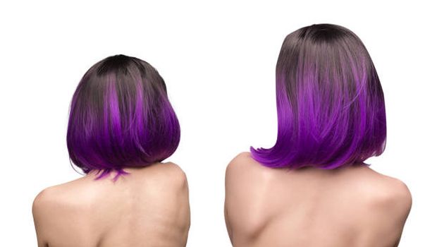 Rambut warna ungu pendek. Rambut warna ungu pendek.