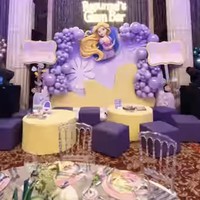 Di acara ulang tahun tersebut juga terdapat beberapa booth bertema karakter Disney Princess. Salah satunya booth yang didominasi warna ungu dan terinspirasi dari karakter Rapunzel yang satu ini. Foto: Instagram/@tasyafarasya