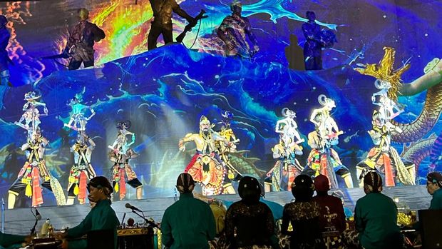 Video Mapping di pertunjukan wayang ICH Festival 2024. (dok. istimewa).