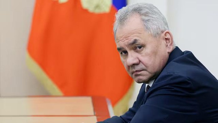 Russian Security Councils Secretary Sergei Shoigu attends a meeting of Russian President Vladimir Putin with commanders of troops of military districts, in Moscow, Russia May 15, 2024. Sputnik/Vyacheslav Prokofyev/Pool via REUTERS /File Photo Purchase Licensing Rights