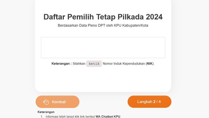 Tampilan laman cek lokasi TPS
