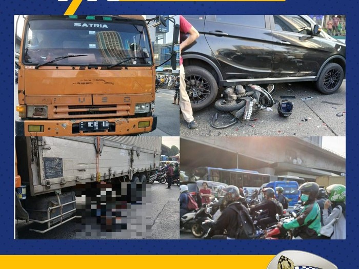 Truk Tabrak 8 Kendaraan di Lampu Merah Slipi Jakbar