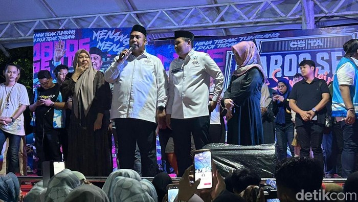 Chaidir Syam-Muetazim pidato kemenangan hasil quick count di Pilkada Maros 2024.