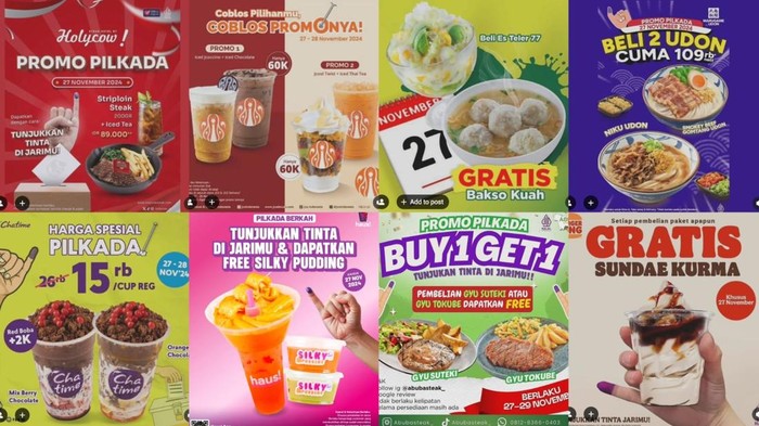 Promo kuliner untuk yang nyoblos PIlkada 2024.