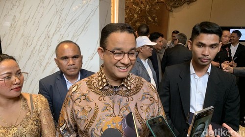 Anies Baswedan saat ditemui di acara Rakernas Ikadin di Jimbaran, Badung, Bali, Jumat (29/11/2024). (Foto: Rizki Setyo/detikBali)