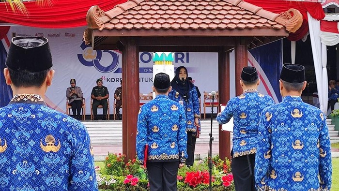 Gelaran Upacara HUT Ke-53 Korpri di Klaten Lancar Meski Diguyur Gerimis