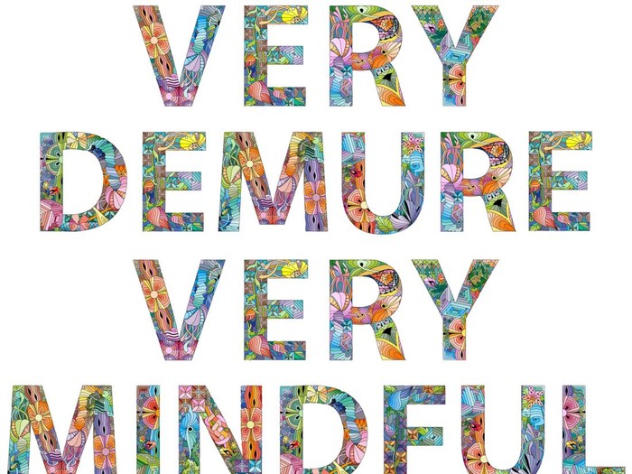 Hand-painted art design. Hand drawn illustration words VERY DEMURE VERY MINDFUL for t-shirt and other decoration